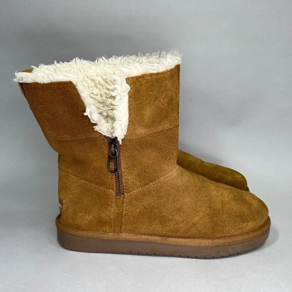 Koolaburra By UGG Girl's Short Chestnut Suede Winter Boots